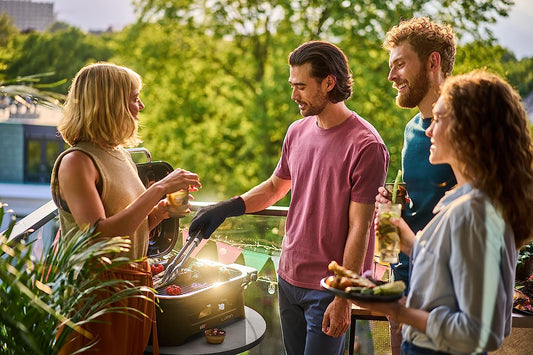 Lumin Compact Outdoor Electric Barbecue Grill, Black - Great Small Spaces Such as Patios, Balconies, and Decks, Portable and Convenient