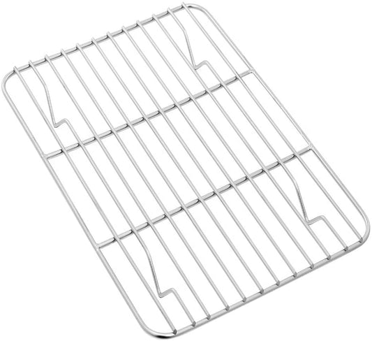 P&P CHEF Baking Rack Pack of 2, Stainless Cooling Rack for Cooking Baking Roasting Grilling Drying, Rectangle 8.6'' X 6.2'' X0.6'', Fits Small Toaster Oven, Oven & Dishwasher Safe