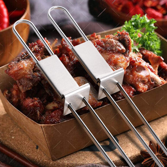 Barbecue Skewers, CMYK 6-Pack 13" Stainless Steel Grilling Skewers with Slider, Reusable Metal BBQ Shish Kabob Skewers Sticks