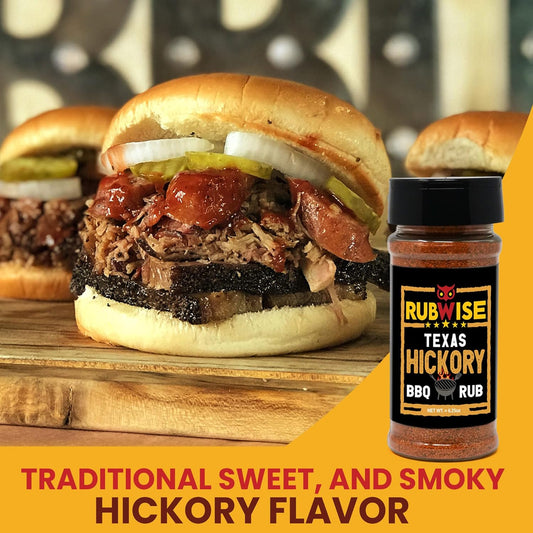 Texas Style Hickory BBQ Rub by Rubwise | Meat Seasoning Spice & Dry Rub for Smoking and Grilling | Great on Brisket, Chicken, Ribs, Pork & Turkey | Designed for Pellet Grill Barbecuing (No MSG) (1Lb)