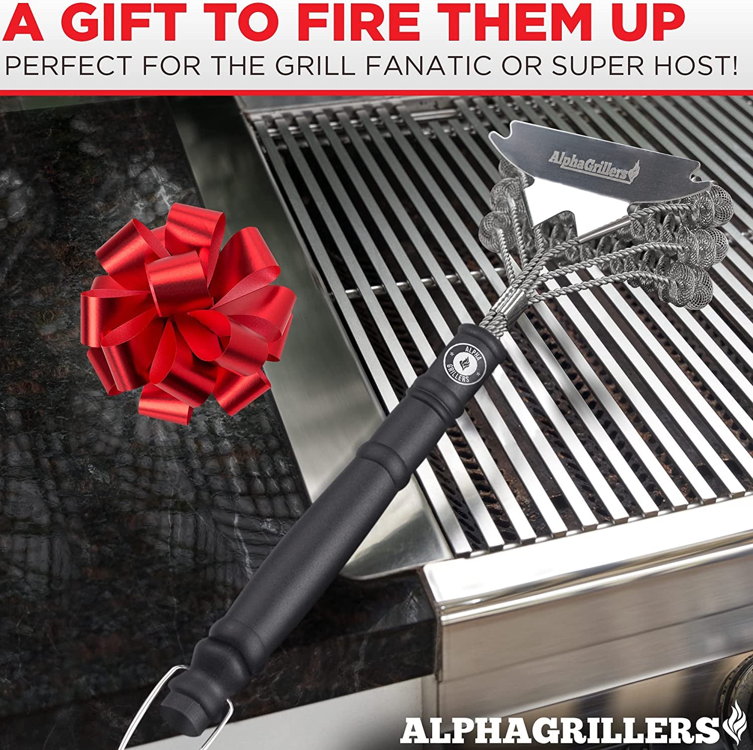 Grill Brush for Outdoor Grill Bristle Free - Heavy Duty 18" Grill Cleaner Brush Bristle Free & Grill Scraper - Stainless Steel Grill Accessories Tools - Extra Wide BBQ Brush for Grill Cleaning