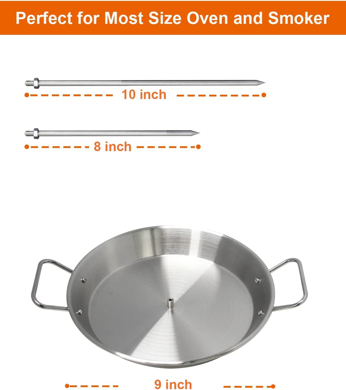 BBQ Vertical Skewer Al Pastor Skewer for Grill, Brazilian Skewers El Pastor Spit Hack,Great for Home Made Tacos Al Pastor, Shawarma, Brazilian Churrasco,Stainless Steel,With 8 Inch & 10 Inch Stick