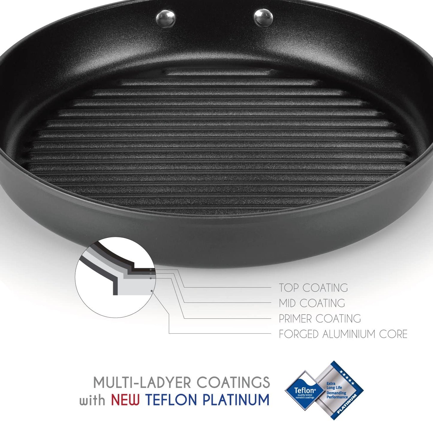 - Onyx Collection, 12-Inch Grill Pan, Coated with New Teflon Platinum Non-Stick Coating (PFOA Free) (12-Inch)