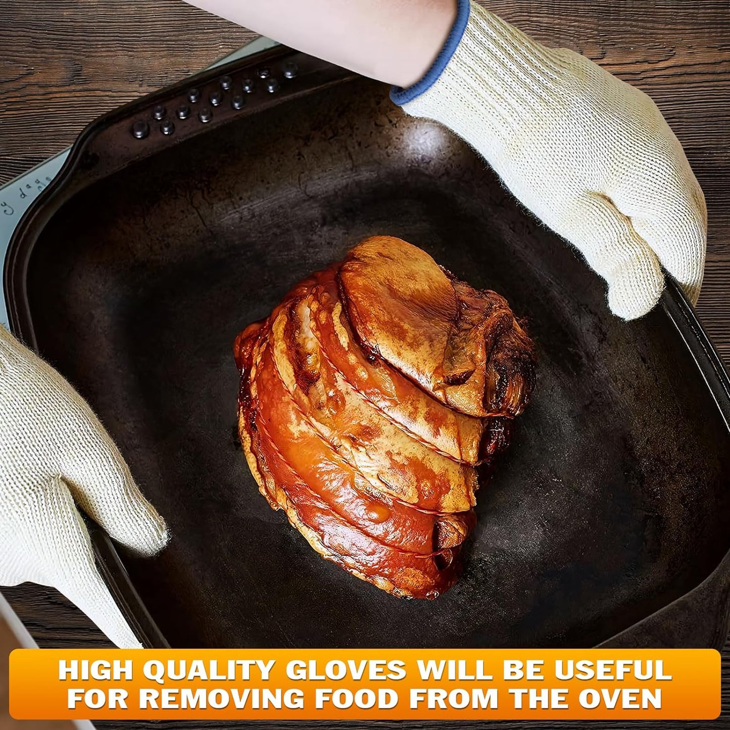 Heat Resistant Cooking Gloves - Kitchen Gloves 480 Degree Heat Resistant Oven Gloves for Handling Hot Food Cooking Baking Oven Gloves - Camping Cooking Pot Indoor Outdoor Smoker Grill