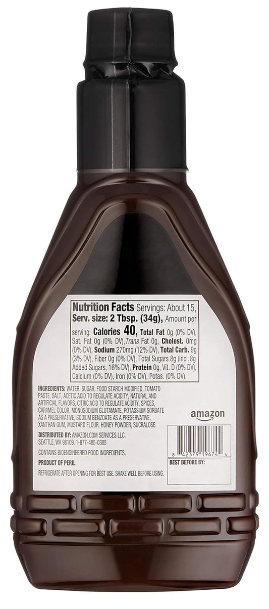 Amazon Brand - Happy Belly Honey BBQ Sauce, Brown, 18 Oz, 1.12 Pound (Pack of 1)