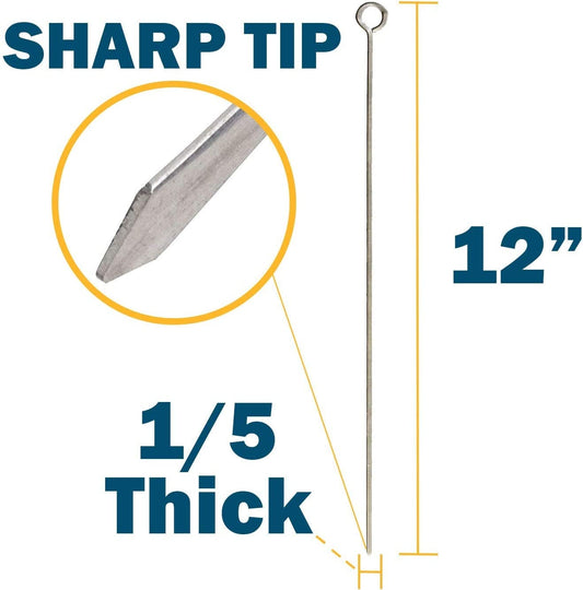 24 Pack Kabob Skewers for Grilling 12 Inch - BBQ Grill Grilling Accessories, Stainless Steel, Pack of 24