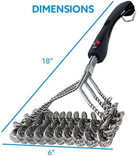 Safe/Clean Grill Brush - Bristle Free BBQ Grill Brush - 100% Rust Resistant Stainless Steel Barbecue Cleaner - Safe for Porcelain, Ceramic, Steel, Cast Iron - Great Grilling Accessories Gift