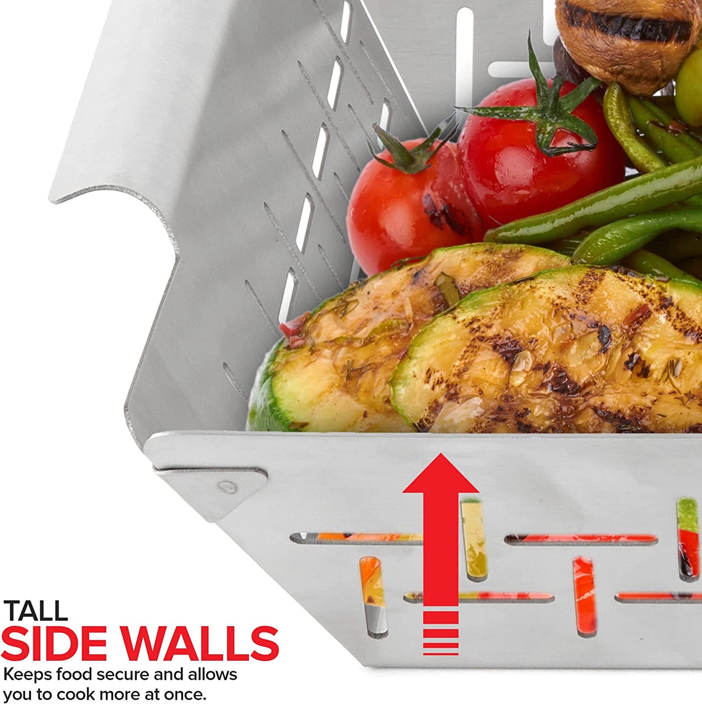 (Set of 3) Heavy Duty Vegetable Grill Baskets for Outdoor Grill, Stainless Steel Veggie Grilling Basket for All Grills, BBQ Gifts for Men, 1 Large & 2 Small