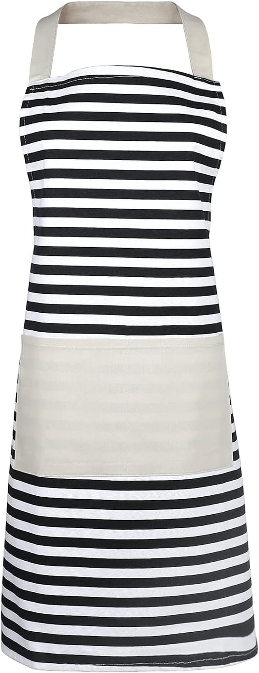 Kitchen Apron Women, Apron with Pockets,Striped Apron, Cooking Aprons for Women, Kitchen Bib Apron for Baking