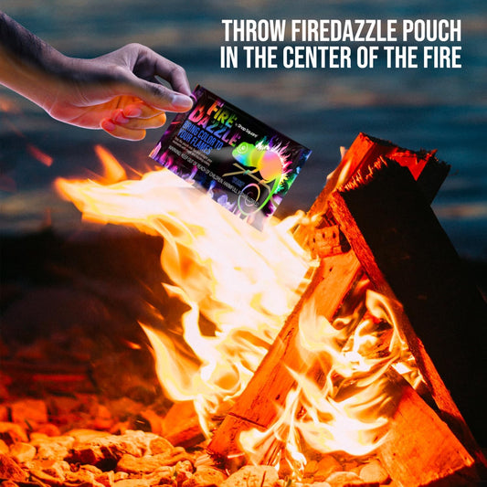 Fire Dazzle Fire Color Changing Packets - Fire Color Packets for Fire Pit, Campfires, Outdoor Fireplaces - 12 Pack Color Fire Packets, Camping Accessories for Kids and Adults