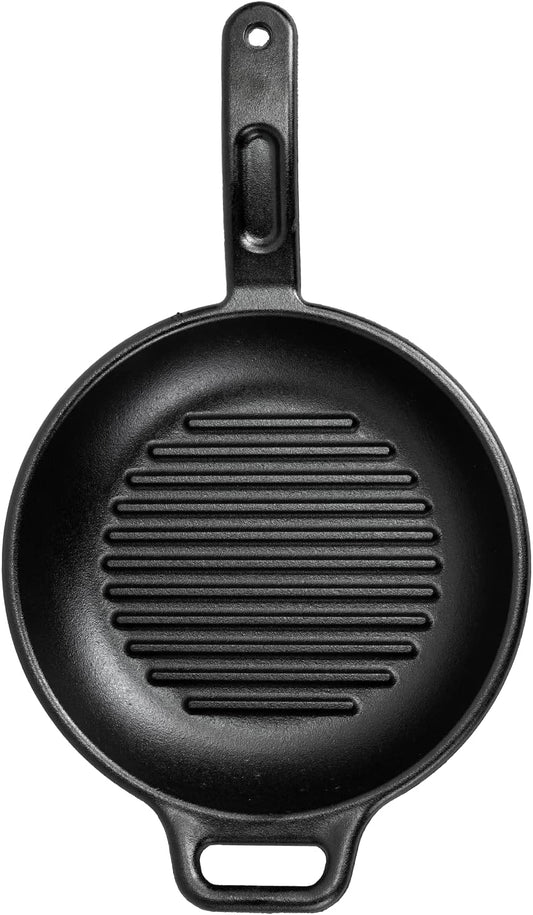 BOLD 10 Inch Seasoned Cast Iron Grill Pan; Design-Forward Cookware