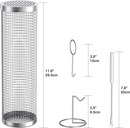 BLOOPIC Grilling Accessories Camping Barbecue Bbq Accessories for Outdoor round Grill Mesh Portable Kitchen Cooking Accessories Tools for Vegetables Steak Large (12.24 X 3.78 X 3.74 Inch)