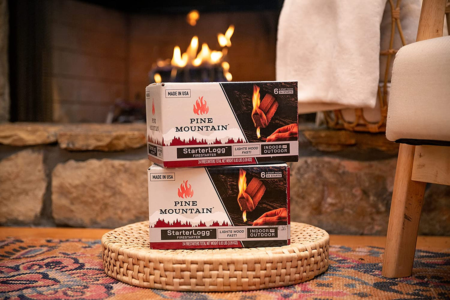 Pine Mountain Starterlogg Select-A-Size Firestarting Blocks, 24 Starts Firestarter Wood Fire Log for Campfire, Fireplace, Wood Stove, Fire Pit, Indoor & Outdoor Use, Red