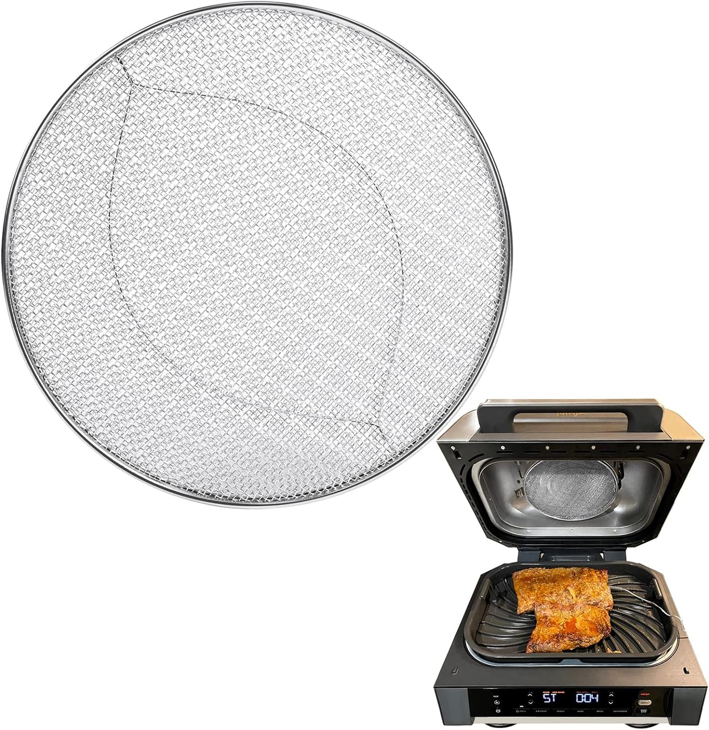 Stainless Steel Spatter Shield for Ninja Fg551 Foodi Smart XL Grill, Ninja XL Grill Accessories, Air Fryer Replacement Parts for Ninja 6 in 1 Smart Xl Indoor Grill