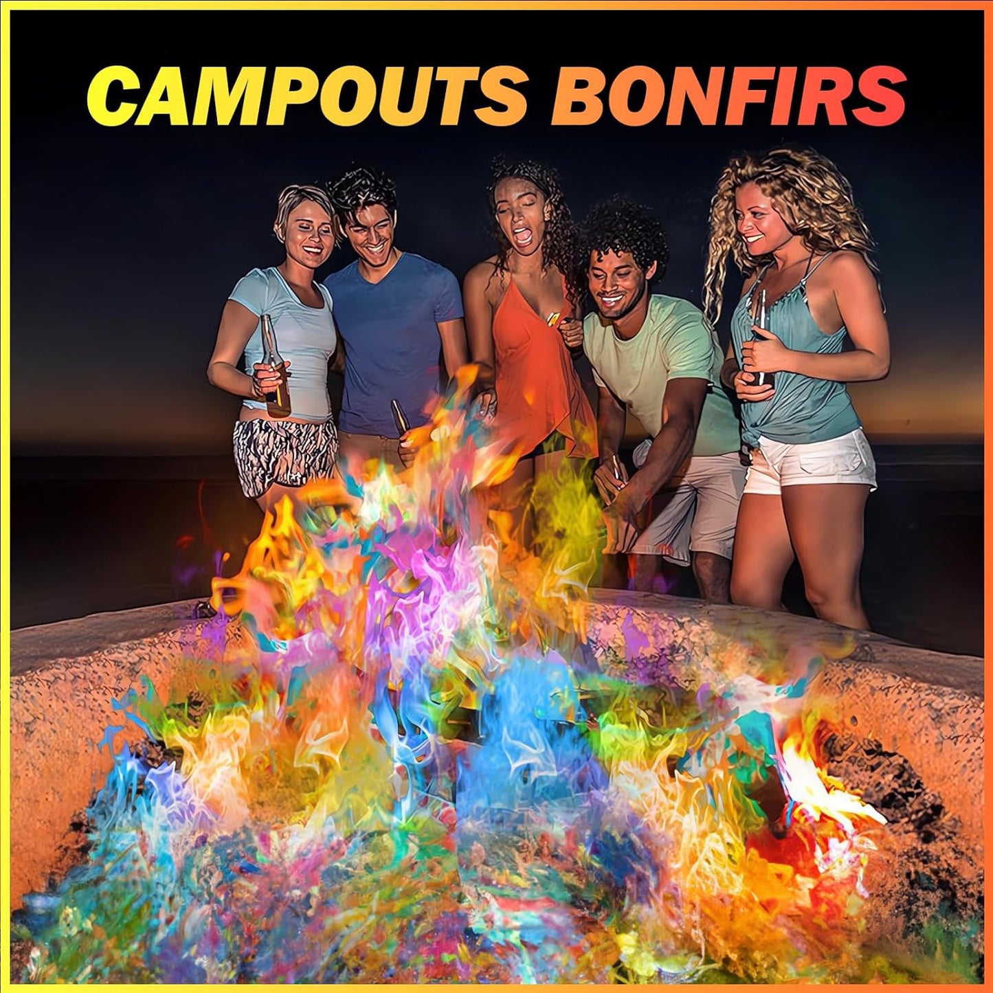25 Pack Colorful Flames Color Fire Packets Fire Pit for Campfire,Fire Color Packets Camping Accessories for Kids & Adults,Outdoor Fire Changing Cosmic Flame Powder. (25 Packets)