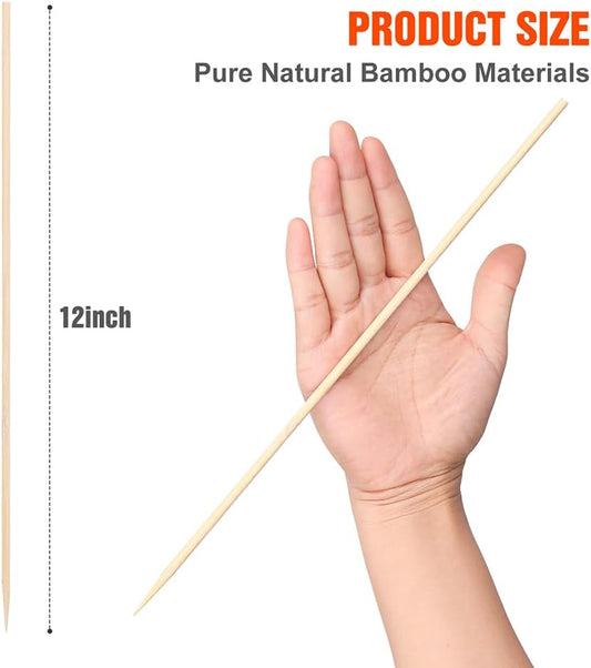400 Pack 12 Inch Natural Bamboo Wood Barbecue Skewers for Grilling, Kabob, Fruit, Appetizer, Cocktail, Sausage, Chocolate Fountain, BBQ Sticks. (Φ=4Mm)