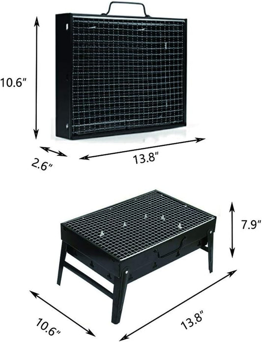 Yahpetes Portable Charcoal Grill 13.78" Folding BBQ Barbecue Folding Barbecue Rack Wire Meshes Portable Household Charcoal Grills for Outdoor Grilling