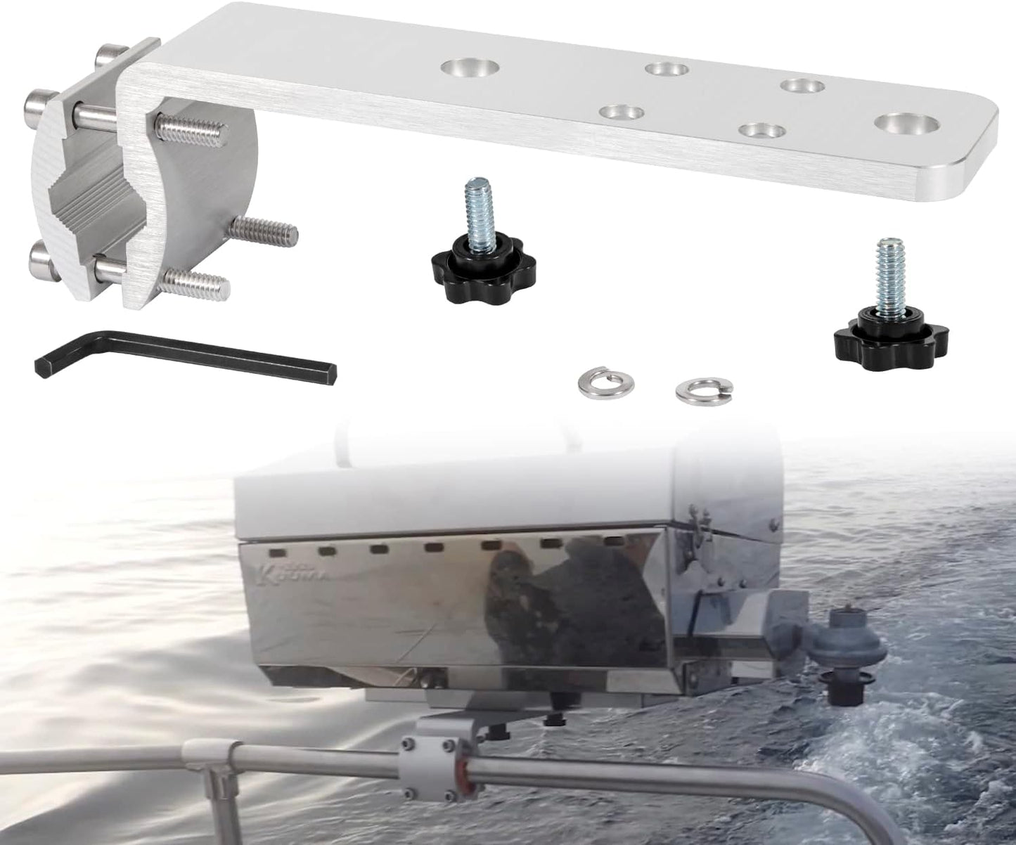 58182 Stow N' Go Grill Rail Mount Bracket, Compatible with Any Kuma Grill and RV Boat Camping Inside/Outboard 7/8" to 1-1/4" round or 1-1/4" Square Horizontal Railings