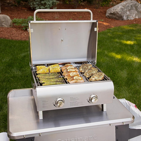 CGG-306 Chef'S Style Portable Propane Tabletop 20,000, Professional Gas Grill, Two 10,000 BTU Burners, Stainless Steel