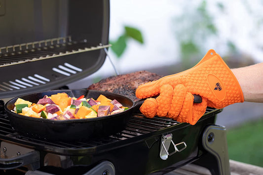 - Meat Claws Bbq Grill Accessories Set - 2 Silicone Gloves, Claws for Pulled Pork, BBQ Thermometer - Perfect Smoker Accessories Grilling Tools Gift Set for (Orange Glove-Thermometer-Claw)