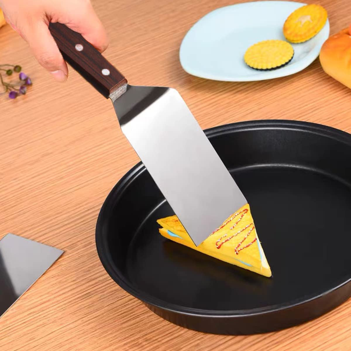 KLAQQED Metal Spatula for Cast Iron Skillet, Grill Spatula Stainless Steel Spatula, Burger Spatula, Fish Turner Spatula, Griddle Spatula, Spachulas Egg Flipper, Flat Top Metal Spatula for Cooking BBQ