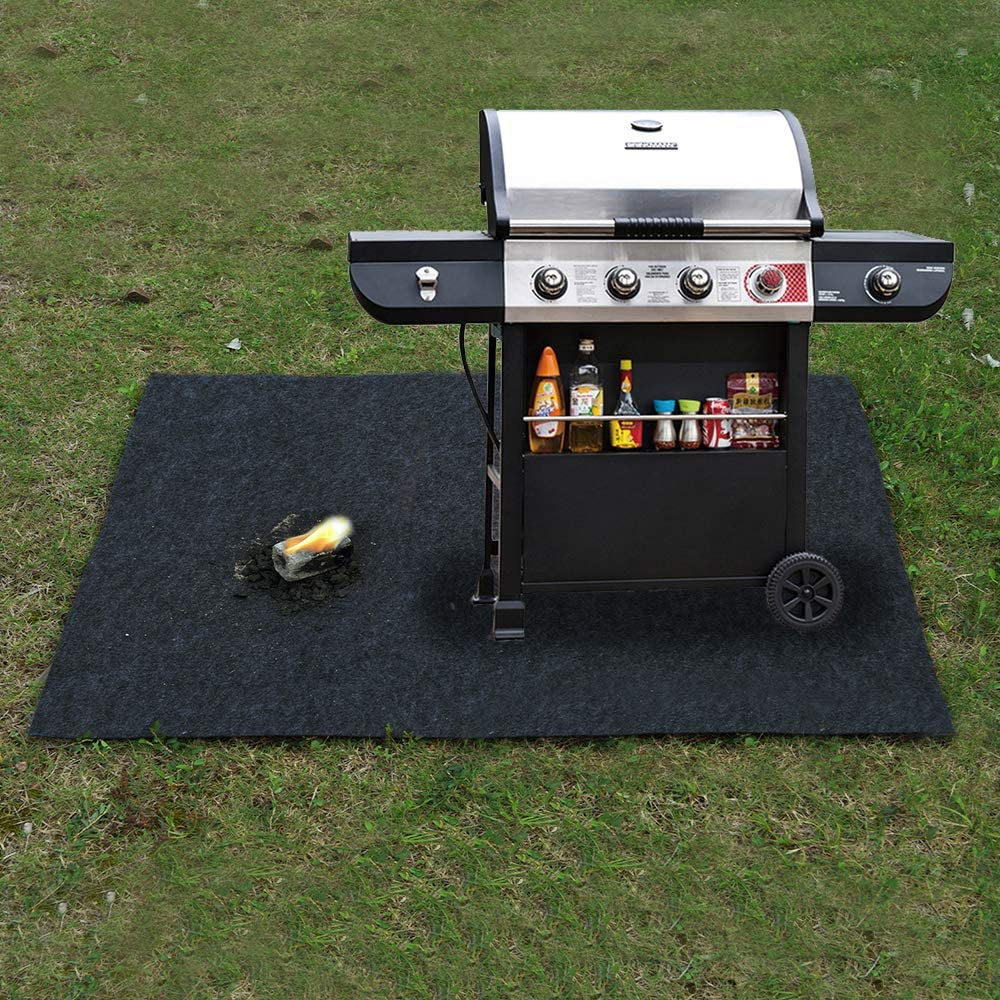 Under Grill Mats,Flame Retardant BBQ Grilling Gear for Gas,Absorbing Grill Pads,Durable Washable Floor Mat Protect Decks and Patios from Grease Splatter and Messes (Grill Mats 37.4Inches X 60Inches)