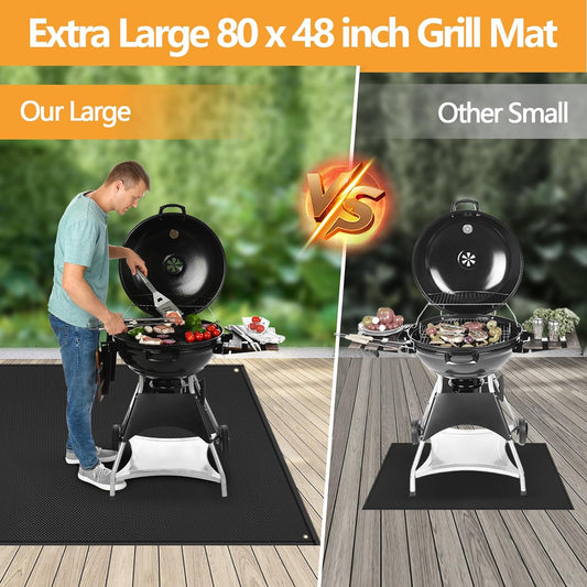 80 X 48 in Large Grill Mats for Outdoor Grill - BBQ Grill Mats to Protect the Deck, Patio, Pavers - Easy to Clean Grilling Mats