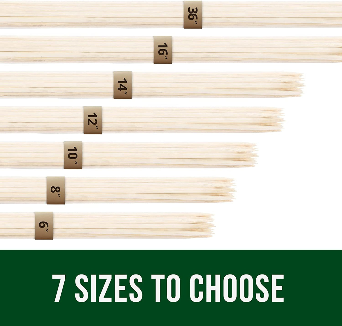 Garsum Natural BBQ Bamboo Skewers, Wooden Skewers for Assorted Fruits, Kebabs, Grill, Highly Renewable Natural Resources, Suitable for Kitchen, Party, Food Catering and Crafting 6"(100 PCS)