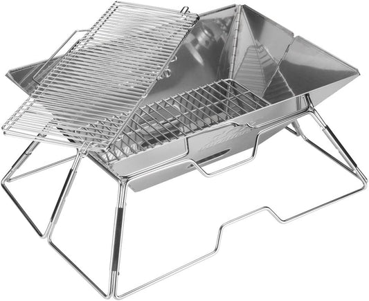Quick Grill Large: Portable Camping Charcoal Grill with Carrying Bag for Backpacking / 304 Stainless Steel Grill/Outdoor Stove Burner/Hiking Travel Picnic BBQ