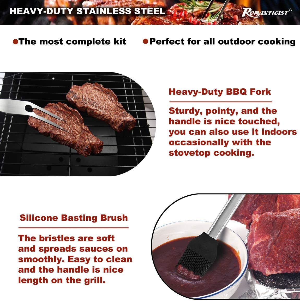 20Pc Heavy Duty BBQ Grill Tool Set in Case - the Very Best Grill Gift on Birthday Wedding - Professional BBQ Accessories Set for Outdoor Cooking Camping Grilling Smoking