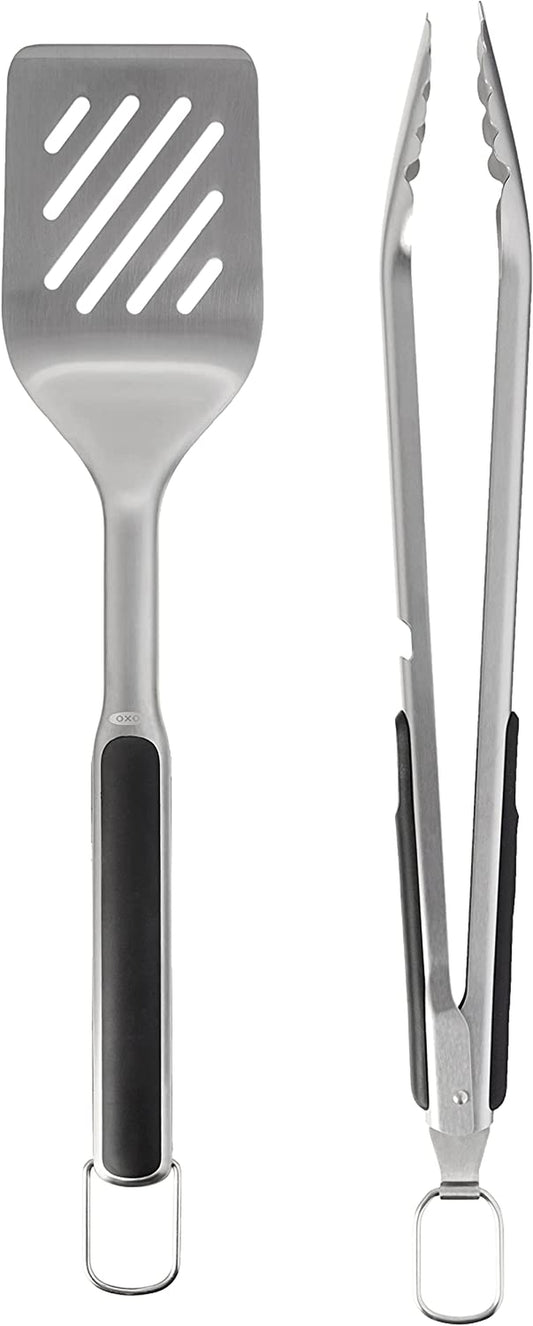 Good Grips Grilling, 3Pc Set - Tongs, Turner and Tool Rest, Black