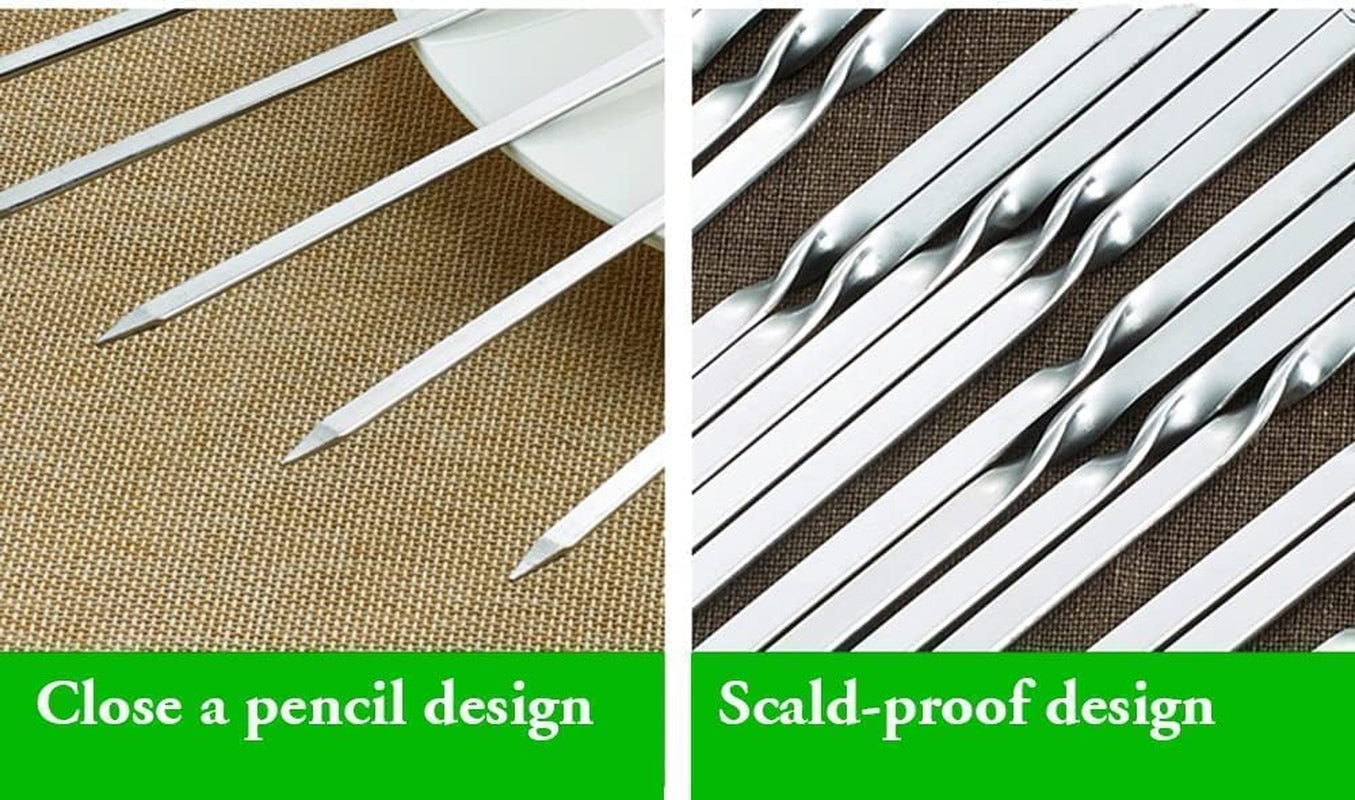 Killer'S Instinct Outdoors Flat Metal Grilling Skewers Wider Thicker Stainless Steel Reusable BBQ Sticks Barbecue Skewers 14’’0.16’’0.05’’ Set of 24 Barbecue Sticks Metal Kebab Skewers for Grilling