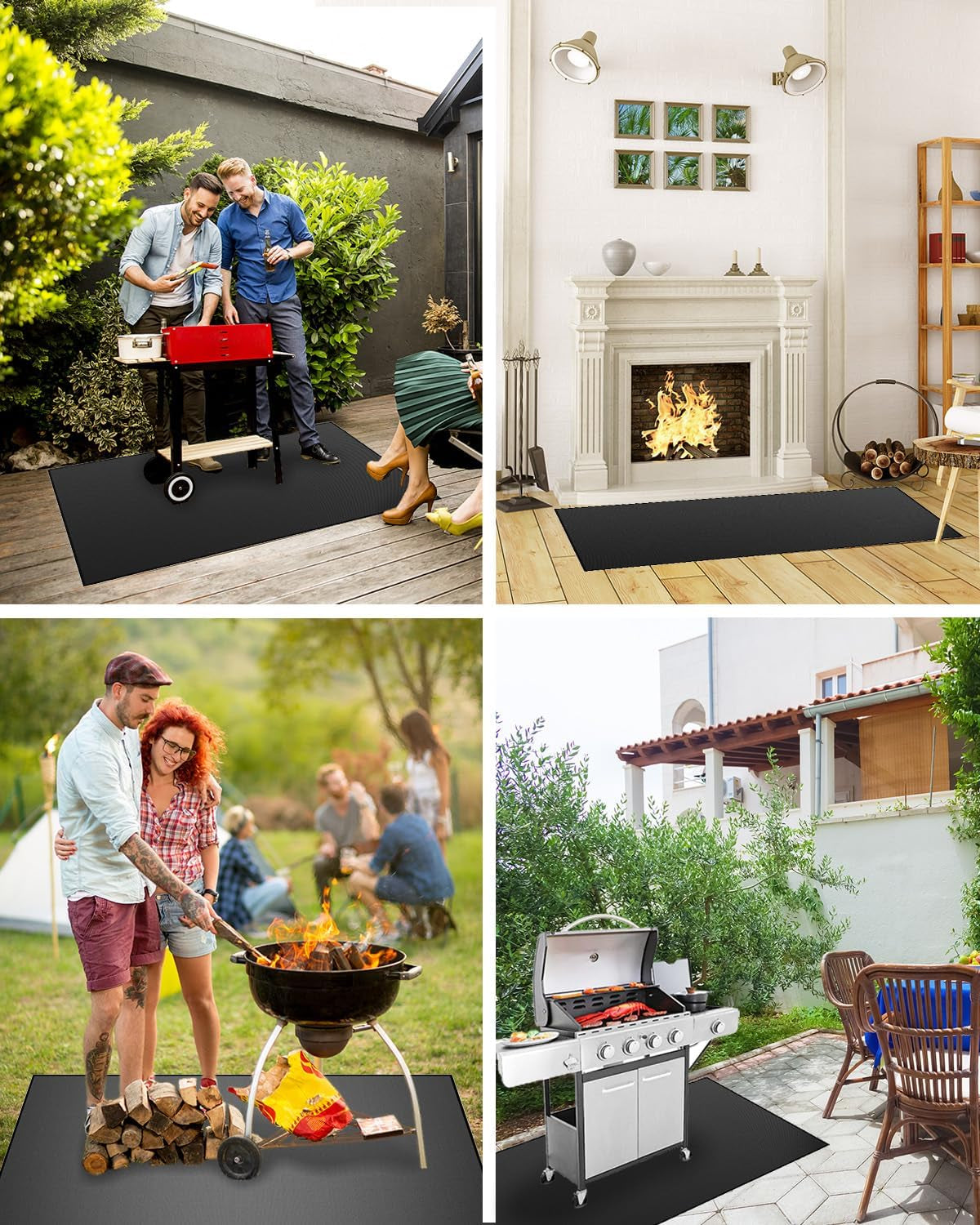 65 X 40 Inch Heavy Duty Large under Grill Mats for Outdoor Grill, Double-Sided Fireproof, Waterproof, Oil Proof Deck and Patio Protector Mat, BBQ Mat Grill Floor Mats Fireplace Fire Pit Mat