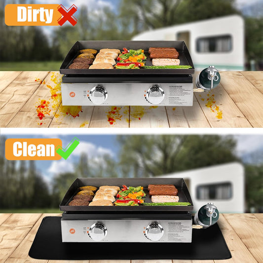 Heat Resistant Grill Mats for Outdoor Grill Fit Blackstone 17 & 22 Inch Griddle to Protect Your Prep Table and Outdoor Grill Table, Fire Proof & Water Proof & Oil Proof BBQ Mat