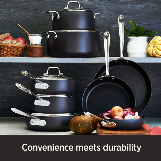 HA1 Hard Anodized Nonstick Grill/Griddle Pan 13X20 Inch Oven Broiler Safe 500F Pots and Pans, Cookware Black