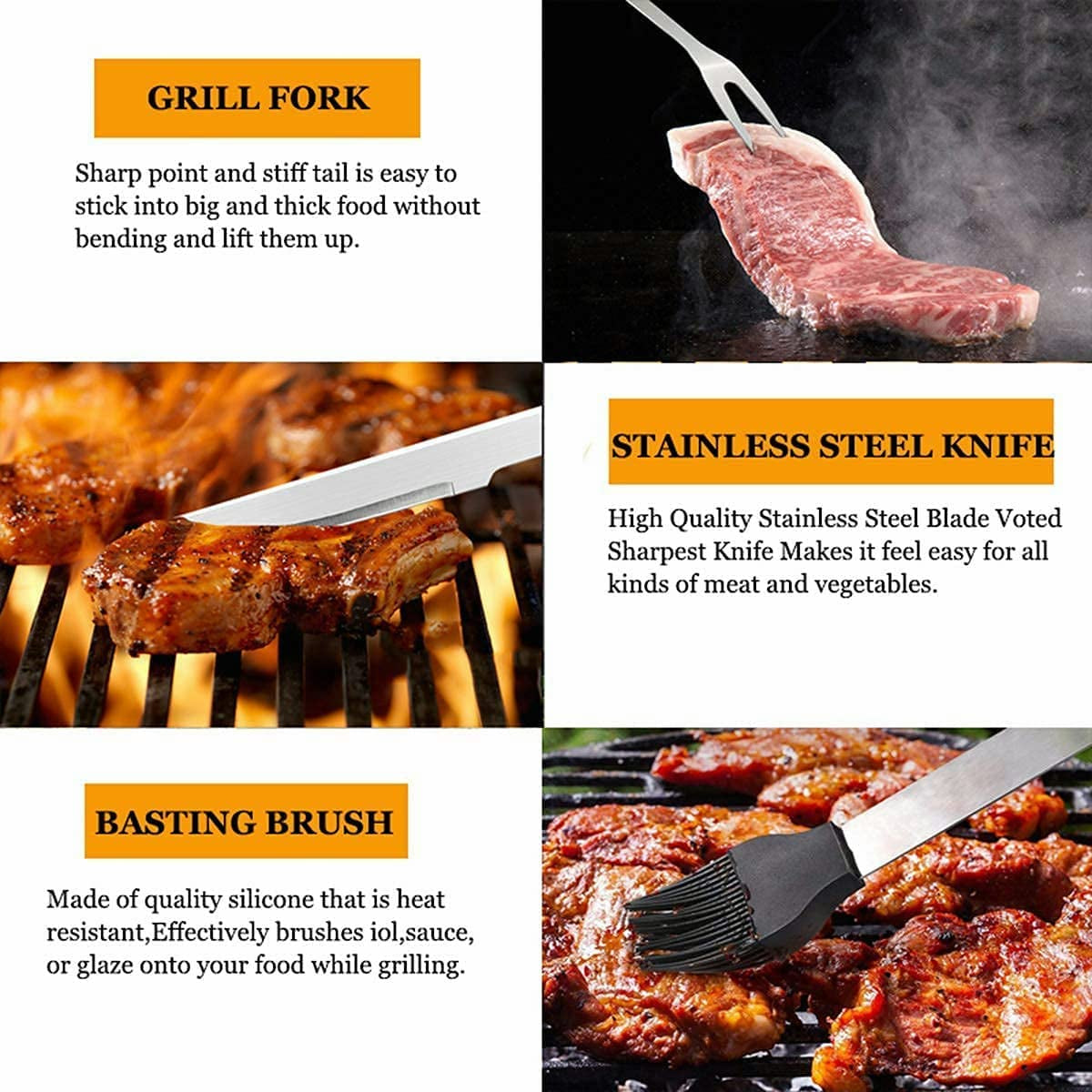 Grill Utensils Set,Bbq Grilling Accessories, Grill Set Gifts for Men Grill Tools, Barbeque with Apron, Stainless Steel Grill Kit Set Gifts for Men or Dad (Style 1)