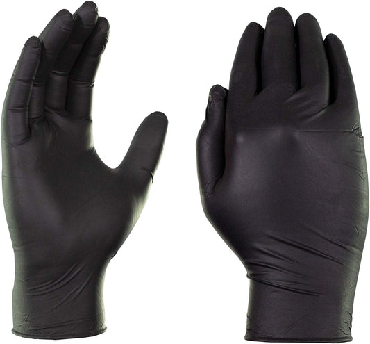 Black Nitrile Disposable Industrial-Grade Gloves 3 Mil, Latex and Powder-Free, Food-Safe, Non-Sterile, Lightly-Textured