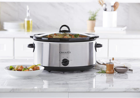 Image of Crock-Pot 7 Quart Oval Manual Slow Cooker, Stainless Steel (SCV700-S-BR), Versatile Cookware for Large Families or Entertaining