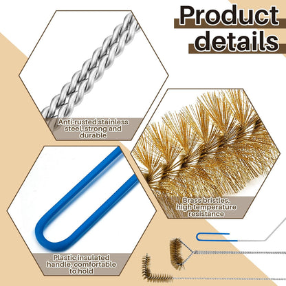 Nuenen 3 Pieces Fryer Cleaning Tools Including L Shaped Fryer Cleaning Brush, Deep Cleanout Rod and Long Handle Basket Brush, Good to 750F for Restaurant Accessories