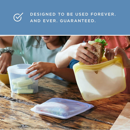 Stasher Premium Silicone Reusable Food Storage Bags, 4-Pack, Rainbow, Multi-Use Food Storage Bags, Lunch Bag, Travel Containers, BPA Free, Leak-Free, Dishwasher-Safe, Eco-Friendly