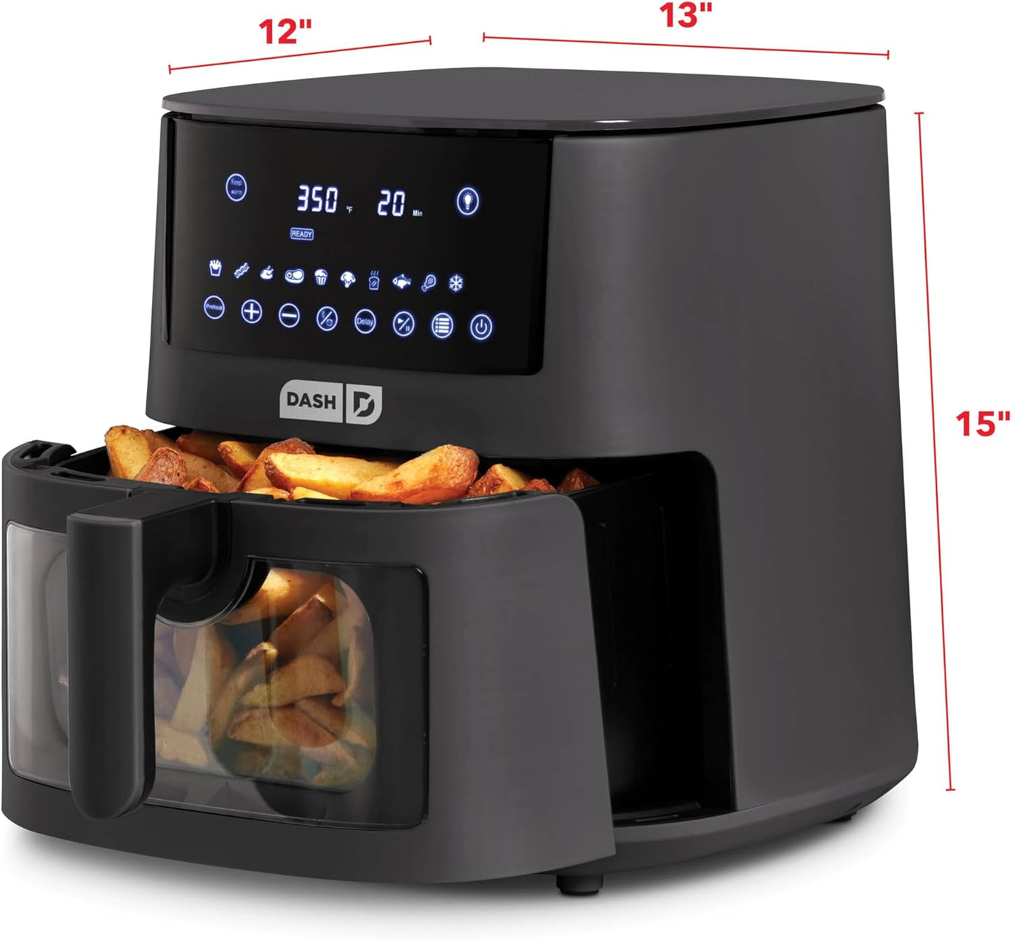 DASH 7Qt Clear View Digital Air Fryer - Forged Iron