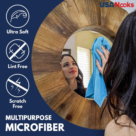 Image of USANOOKS Microfiber Cleaning Cloth Grey - 12 Pcs (12.5"X12.5") - High Performance - 1200 Washes, Ultra Absorbent Microfiber Towel Weave Grime & Liquid for Streak-Free Mirror Shine - Car Washing Cloth