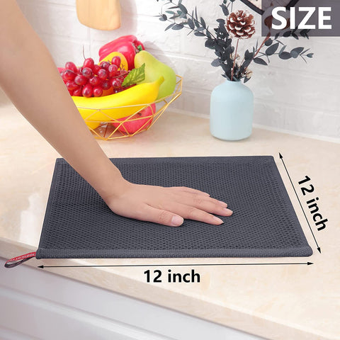 Image of Homaxy 100% Cotton Waffle Weave Kitchen Dish Cloths, Ultra Soft Absorbent Quick Drying Dish Towels, 12 X 12 Inches, 6-Pack, Dark Grey