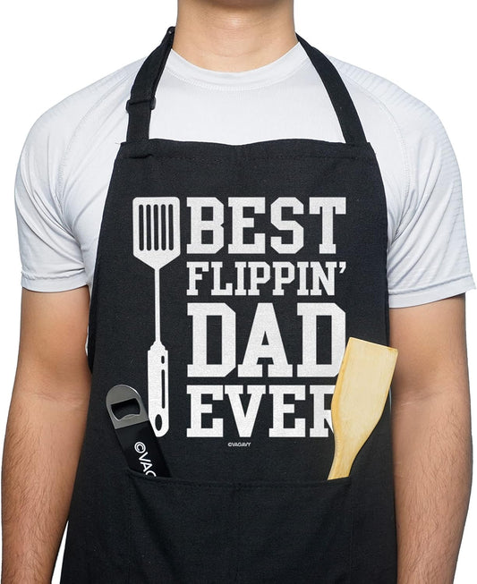 100% Cotton, Black Funny Aprons for Men, Dad, Husband - Birthday, Father’S Day Grilling Gifts for Papa, Husband.