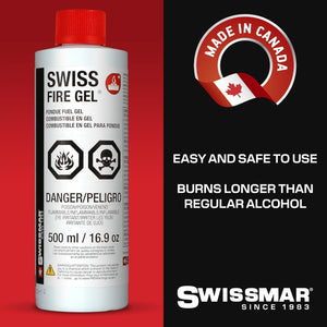 Swissmar Fire Gel Refill - Ideal for Fondue Fuel Burners & Portable Stove, Fluid Fuel Refill for Indoor & Outdoor Use, Lighter Fluid, Burns Longer - 16.9 Ounce