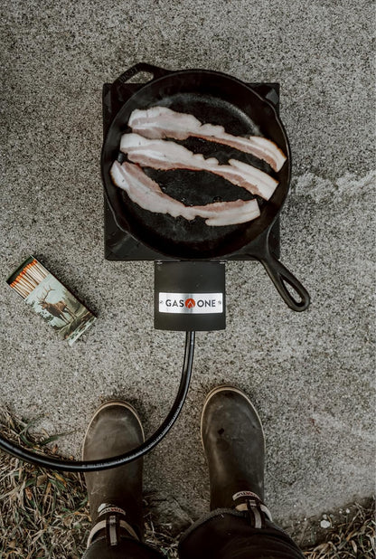 Gasone High Pressure Single Propane Burner - Outdoor Cooking with Heat Shield and Guard – Propane Burner Head for Camping, Tailgating, Seafood Boil, Home Brewing - Patent Pending