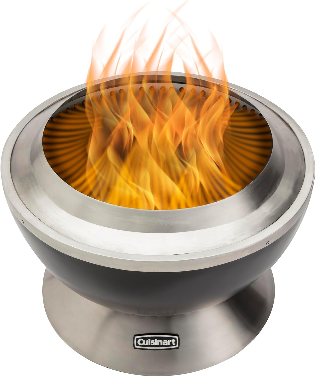 Cuisinart 24” Cleanburn Smokeless Fire Pit with Removable Base for Ash, Portable Outdoor Wood Burning Fireplace, Smoke Free Stainless Steel Outdoor Heater, Enhanced Airflow and Easy Cleanup