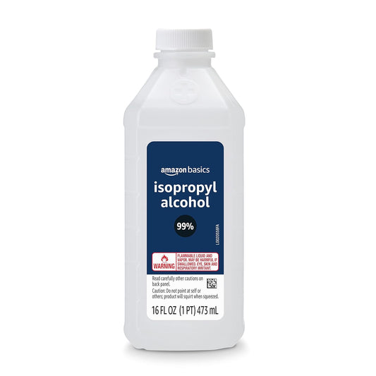 Amazon Basics 99% Isopropyl Alcohol for Technical Use, Unscented, 16 Fl Oz (Pack of 12)