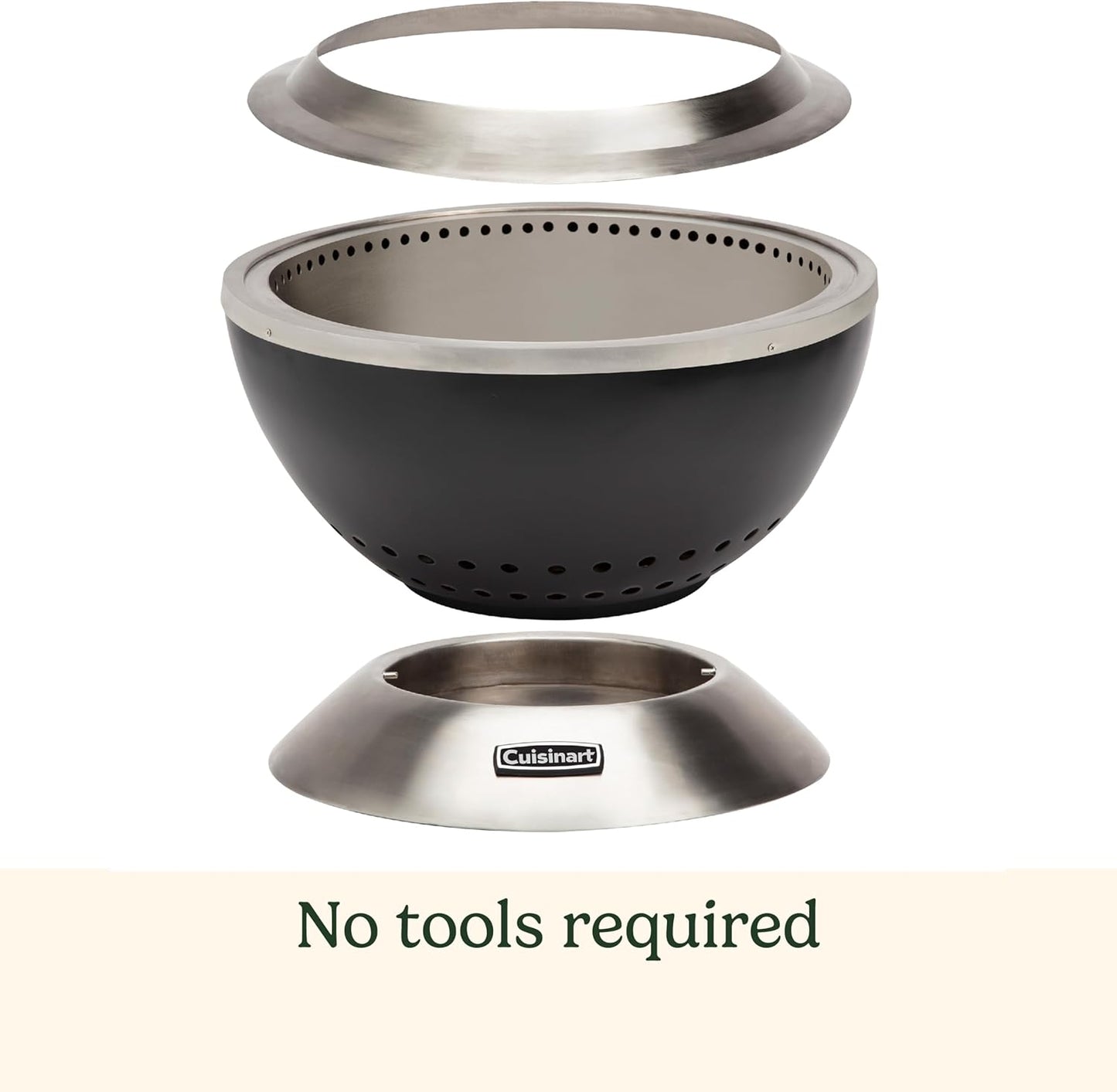 Cuisinart 24” Cleanburn Smokeless Fire Pit with Removable Base for Ash, Portable Outdoor Wood Burning Fireplace, Smoke Free Stainless Steel Outdoor Heater, Enhanced Airflow and Easy Cleanup