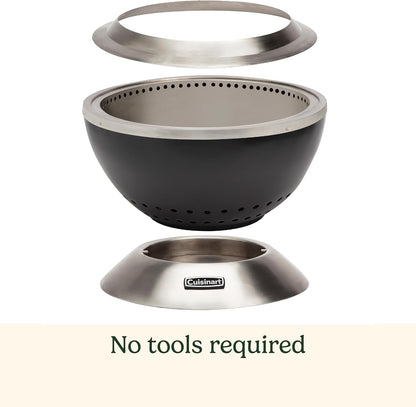 Cuisinart 24” Cleanburn Smokeless Fire Pit with Removable Base for Ash, Portable Outdoor Wood Burning Fireplace, Smoke Free Stainless Steel Outdoor Heater, Enhanced Airflow and Easy Cleanup